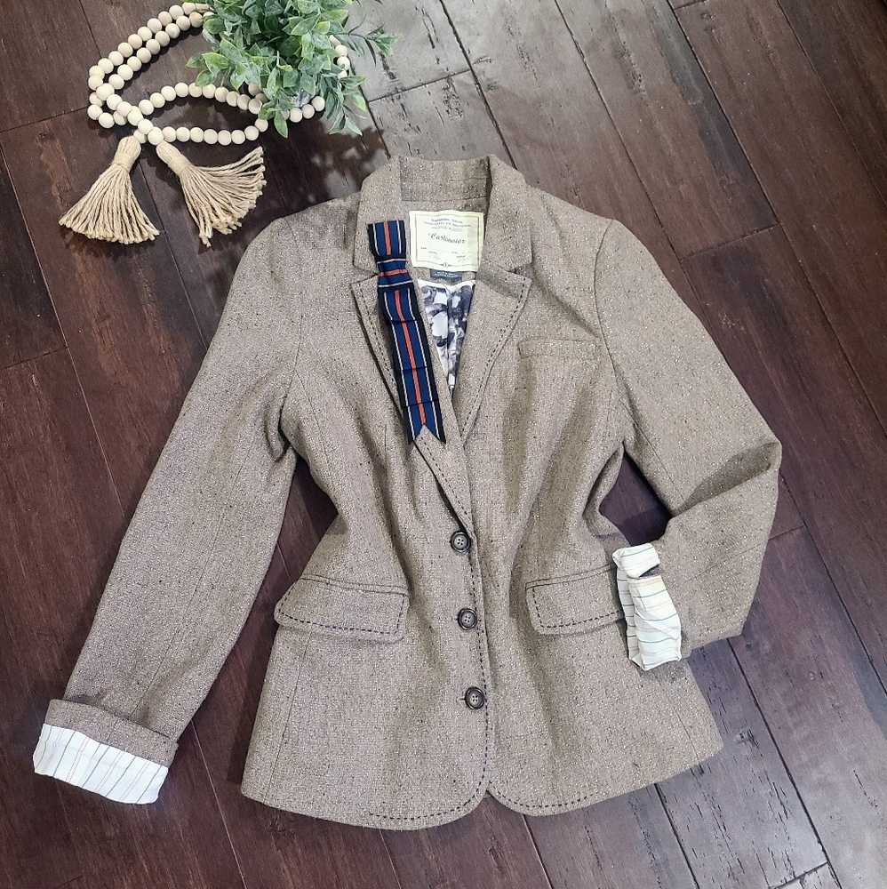 Anthropologie Cartonnier Frontrunner Brown Tan Blazer Jacket